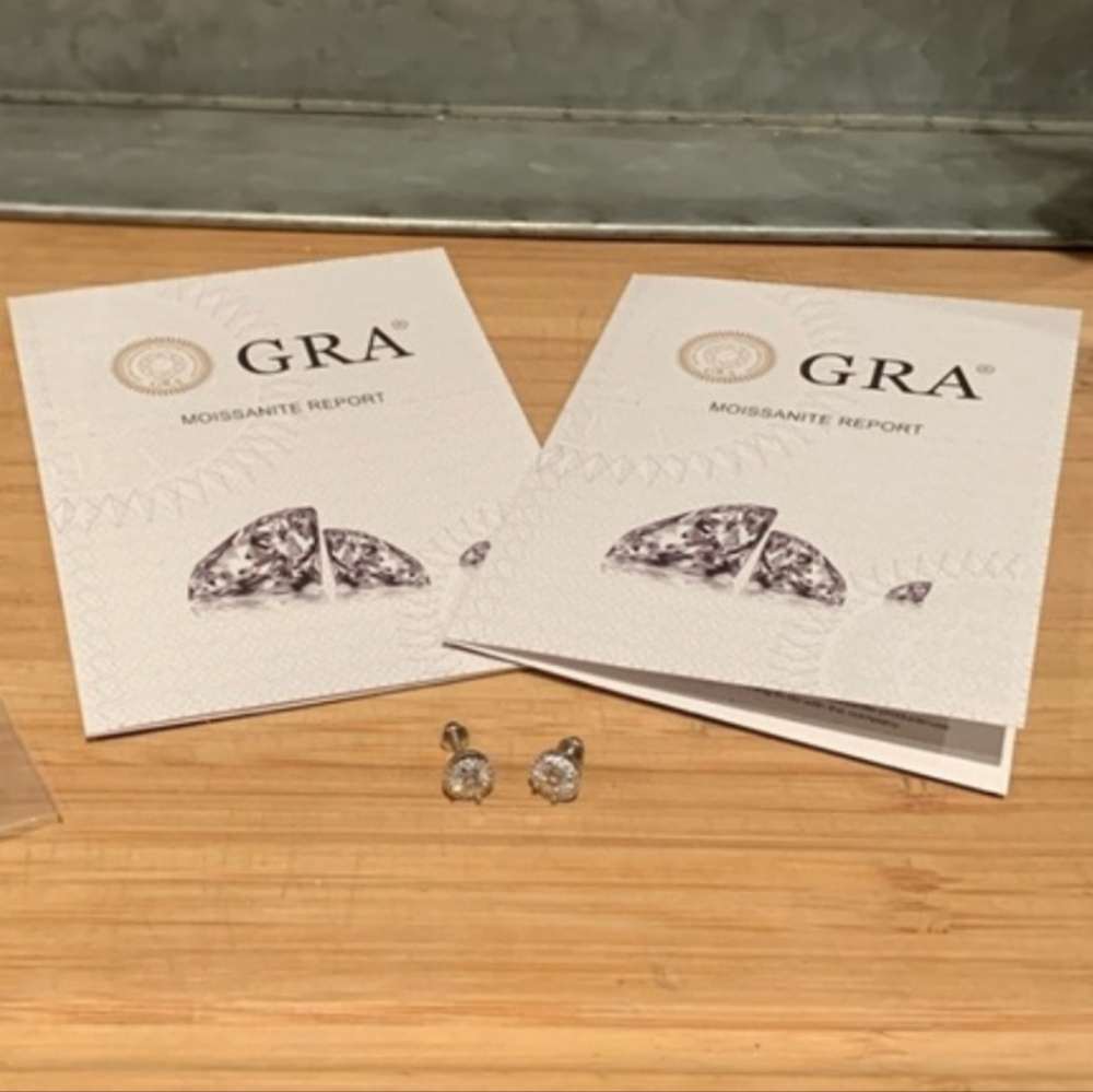 Moissanite halo Sterling Silver Stud Earrings